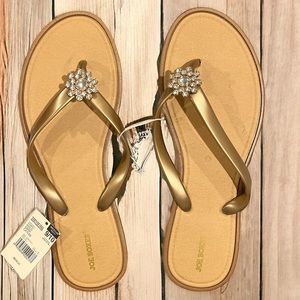 JOE BOXER GOLD‎ EMBELLISHED FLIP FLOPS SIZE 9/10
